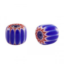 Millefiori bead 6x7mm - Blue-red